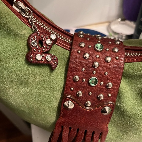 Cole Haan vintage green G series suede purse with jewel embellishments - Picture 11 of 12